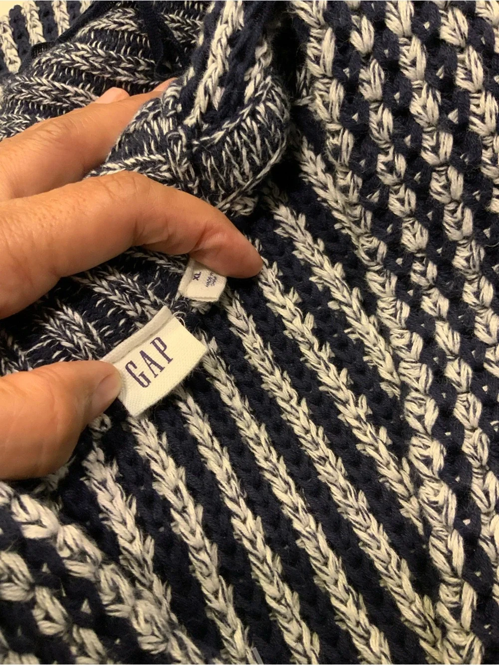 GAP Navy and White Teddy Toggle Cardigan Jacket